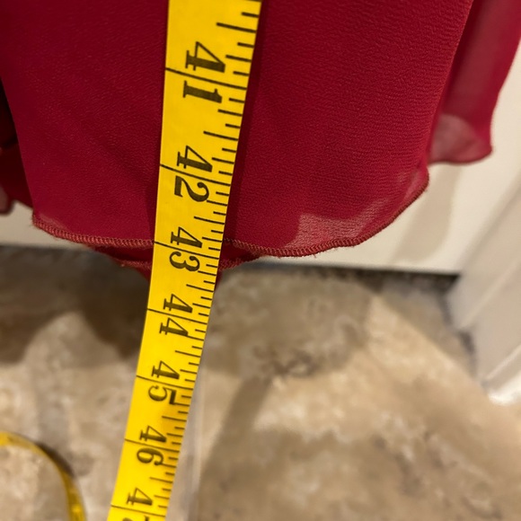 Red prom Dress with hip slit. Low back with criss cross lace up back. - Picture 10 of 12